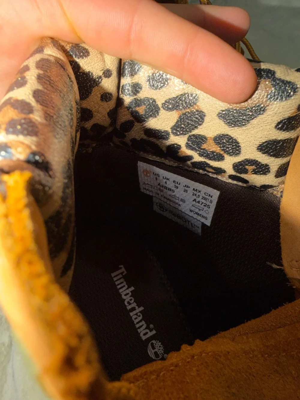 Timberland Wheat Nubuck Lace-Up Ankle Boot with Leopard Accent - Picture 10 of 11
